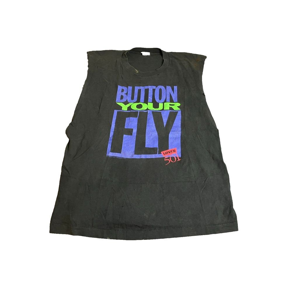 VTG Levi's 501 Shirt Adult Medium Button Your Fly Tank Single‎ Stitch Promo Mens
